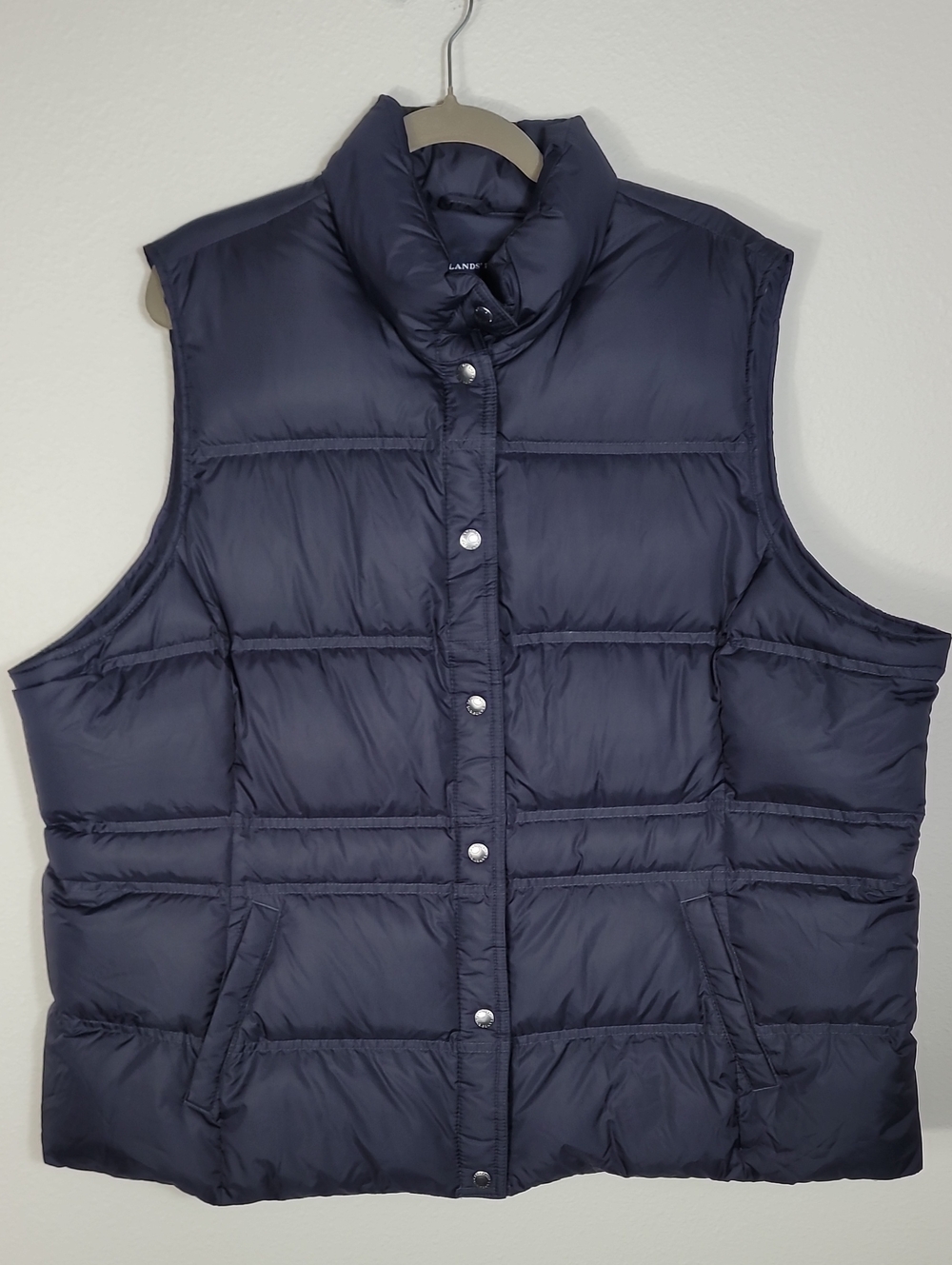 Lands End Women’s Down Feather Puffer Vest Size 3X Navy